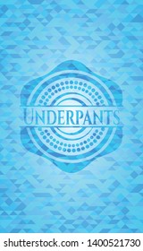 Underpants light blue emblem with mosaic background