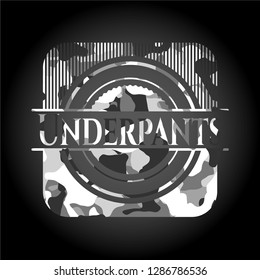 Underpants on grey camo texture