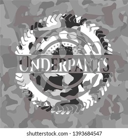 Underpants on grey camouflage pattern