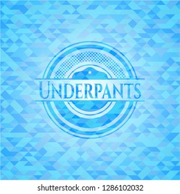 Underpants sky blue emblem with triangle mosaic background