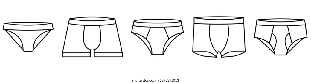 Underpants, underwear vector icon. Underwear trunks, boxer, bikini, lingerie outline icons collection. Underpants icon. Vector Illustration. Vector. Graphic. EPS 10