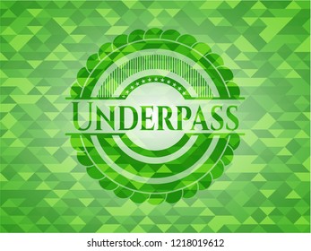 Underpass green emblem with mosaic background