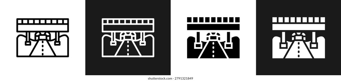 Underpass Line N Glyph Icon Style In White And Black Background