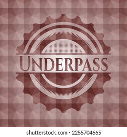 Underpass red badge with geometric pattern background. Seamless. 