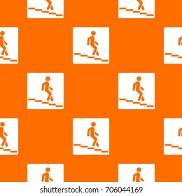 Underpass road sign pattern repeat seamless in orange color for any design. Vector geometric illustration