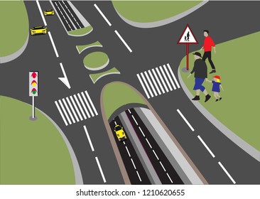 underpass vector illustration. car gateway. crosswalk, underpass for cars
