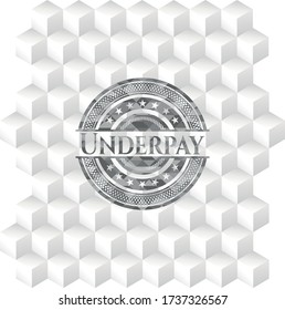 Insignia gris de pago con fondo blanco cubo geométrico. 