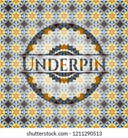 Underpin arabic style emblem. Arabesque decoration.