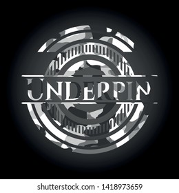 Underpin grey camouflaged emblem. Vector Illustration.
