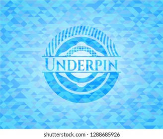Underpin sky blue emblem. Mosaic background