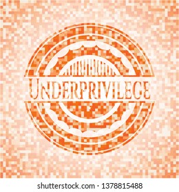 Underprivilege abstract orange mosaic emblem with background