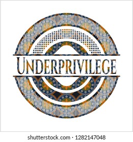 Underprivilege arabic badge. Arabesque decoration.