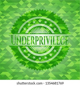 Underprivilege green emblem. Mosaic background