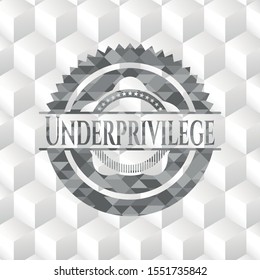 Underprivilege realistic grey emblem with cube white background