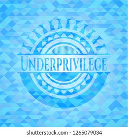 Underprivilege sky blue emblem with mosaic ecological style background