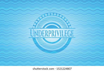 Underprivilege water wave representation style badge. Vector Illustration. Detailed.