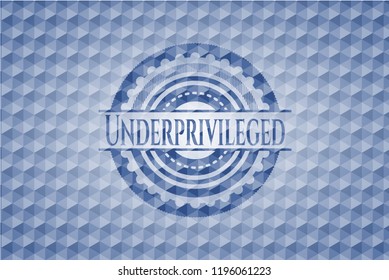 Underprivileged blue hexagon badge.