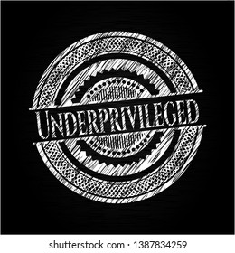 Underprivileged chalkboard emblem on black board. Vector Illustration. Detailed.