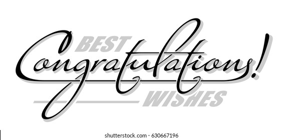 Underscore handwritten text "Congratulations" with shadow. Hand drawn calligraphy lettering