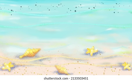 Undersea background. Marine Life Landscape. Ocean underwater world. Vector ocean bottom. Marine underwater illustration. Vector beach backdrop.