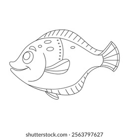 Undersea Grace: Flounder in Line Art