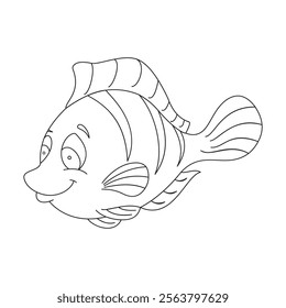 Undersea Grace: Flounder in Line Art