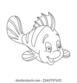 Undersea Grace: Flounder in Line Art