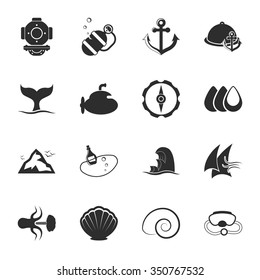Undersea icons set. 