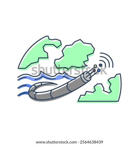 Undersea internet cable that connects two landmasses. symbolizing global connectivity, it highlights the importance of facilitating international communications and data transfer.