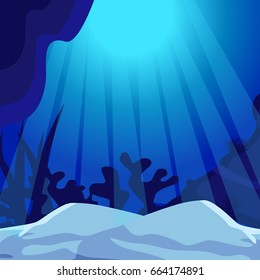 Undersea. Marine Life Landscape - the ocean and the underwater world with different inhabitants. For design websites and mobile phones, printing.