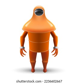 Tecnología Robótica submarina. Icono de Robot aislado bajo el agua. Ilustración del personaje de la mascota de bots amarillos en fondo blanco