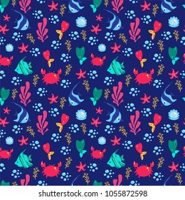 undersea seamless pattern. Seamless background . Vector illustration 10 EPS