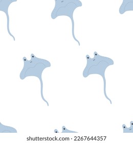 undersea seamless pattern with cartoon stingray. Colorful vector flat for kids. hand drawing. baby design for fabric, print, wrapper, text