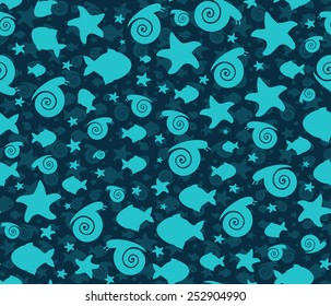 Undersea world vector pattern. Background for children oceanarium seamless texture. Fish abstract background.