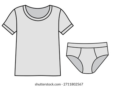 Camiseta Masculina e Clássica Breve Roupa Interior Set Illustration