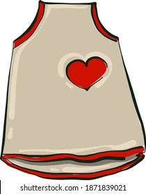 Undershirt with a heart, illustration, vector on white background.