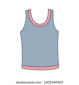 Undershirt sign. Gray tank top simple flat drawing. Singlet image. Sleeveless tee shirt for girl cartoon vector illustration. Clothes. Fashion art.