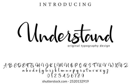 Understand Font Stylish brush painted an uppercase vector letters, alphabet, typeface