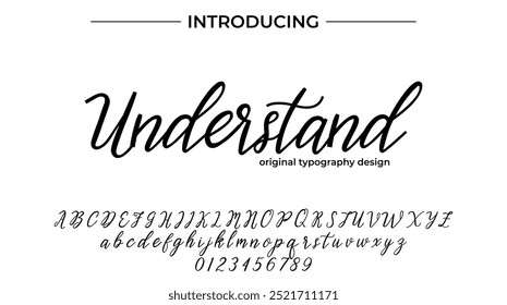 Understand Font Stylish brush painted an uppercase vector letters, alphabet, typeface