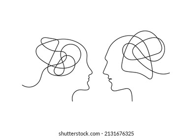 Understanding Between Man And Woman. Two Profiles, Male And Female. Date, Meeting Symbol. Love Logo. Family Therapy Icon