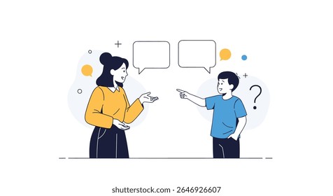 Compreensão e comunicação clara entre adultos e crianças através do diálogo e de questões para uma melhor aprendizagem
