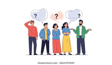 Entender las diferentes perspectivas de las personas pensar y hacer preguntas confusión incertidumbre dudar dilema