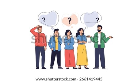 Understanding different perspectives people thinking and asking questions confusion uncertainty doubt dilemma