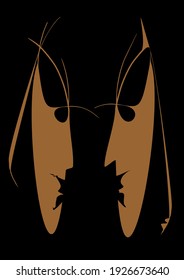 Understanding each other. Two theatre or carnival masks or mysterious faces depicted in minimalism style. Figurative vector drawing on the subject of dialog, business, love or friendship.