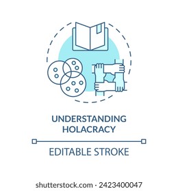 Understanding holacracy soft blue concept icon. Analysis of information on decentralized management. Round shape line illustration. Abstract idea. Graphic design. Easy to use in promotional material