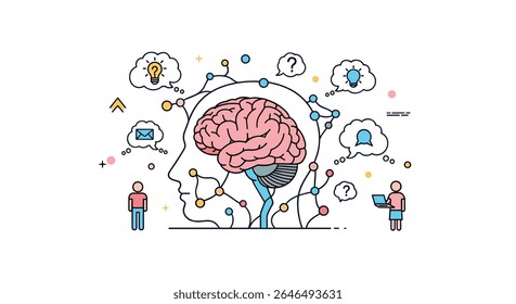 Understanding the human brain a vector illustration exploring cognitive function creativity and communication