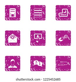 Understanding icons set. Grunge set of 9 understanding vector icons for web isolated on white background