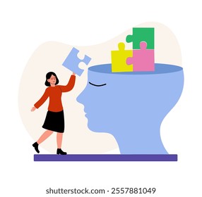 Understanding the mind through puzzle pieces in a creative illustration