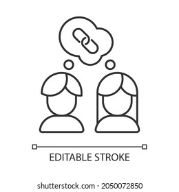 Understanding other options linear icon. Emotional intelligence. Ability to listen and accept. Thin line customizable illustration. Contour symbol. Vector isolated outline drawing. Editable stroke