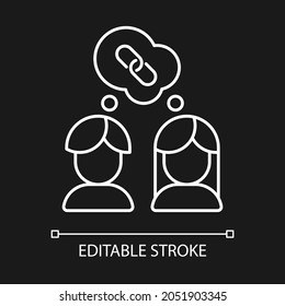 Understanding other options white linear icon for dark theme. Emotional intelligence. Thin line customizable illustration. Isolated vector contour symbol for night mode. Editable stroke